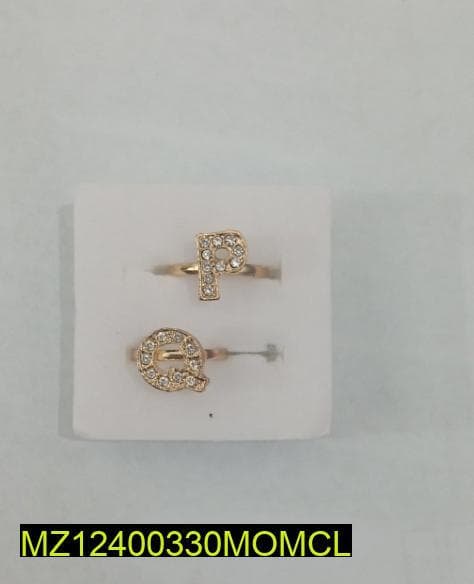 Golden Alphabet Crystal Rings Adjustable for Women