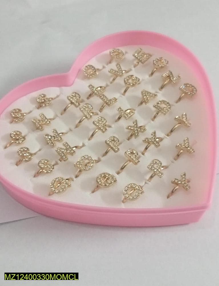 Golden Alphabet Crystal Rings Adjustable for Women