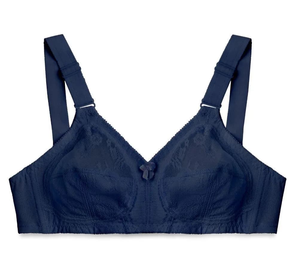 Navy Blue Embroidered Bra for Women