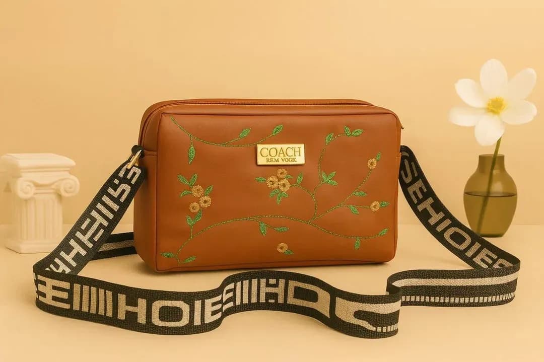 Mustard Embroidered Crossbody Bag for Girls