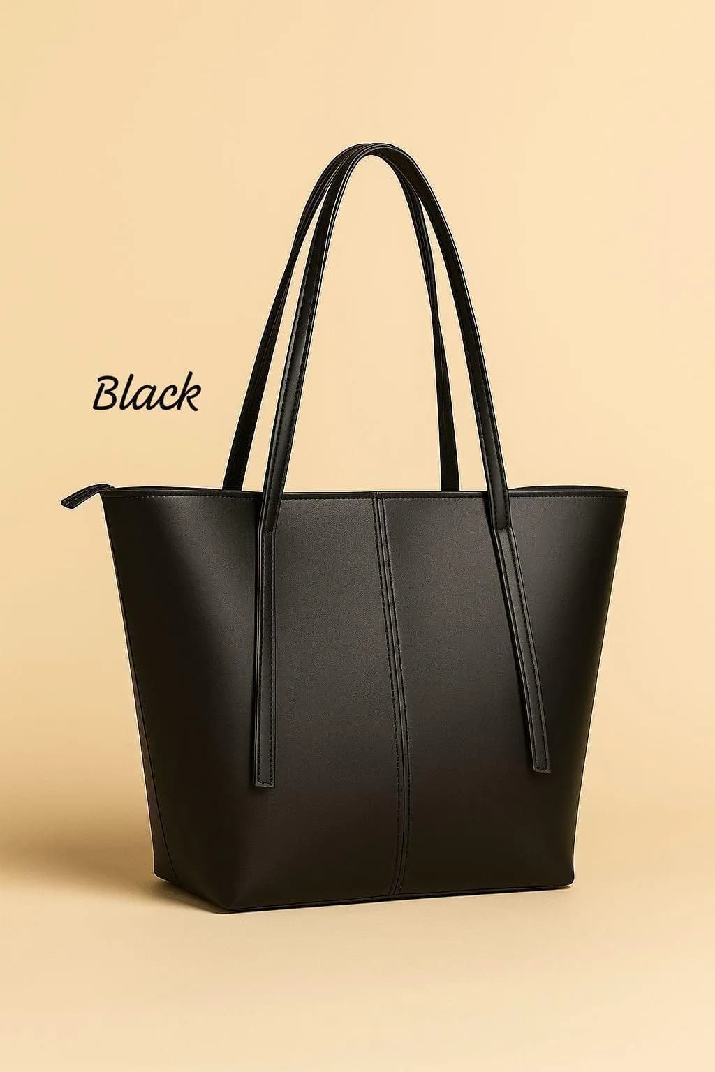 Black Leather Shoulder Bag for Women, Spacious & Durable