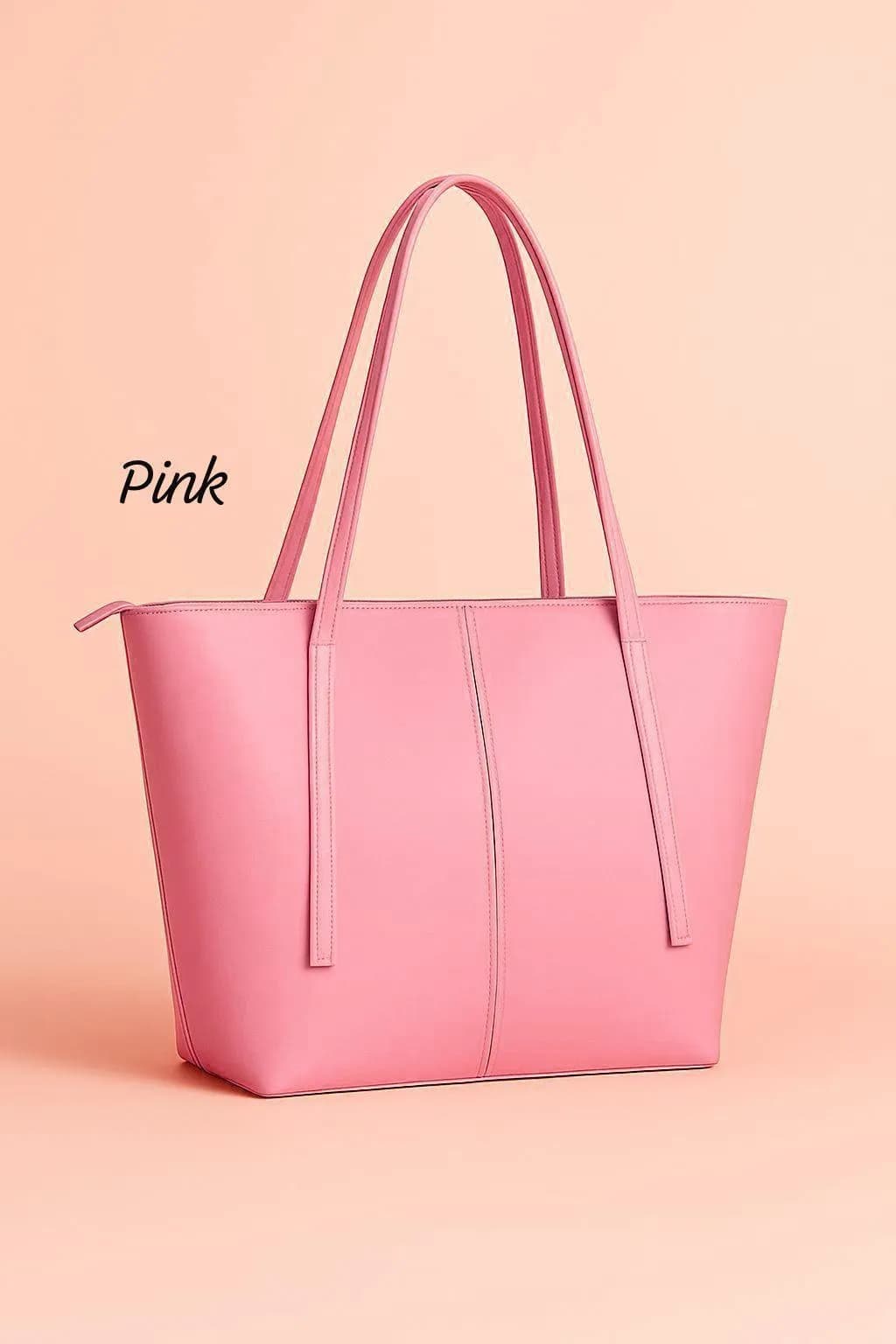 Pink Leather Shoulder Bag for Women, 17" W x 11" H x 11" D