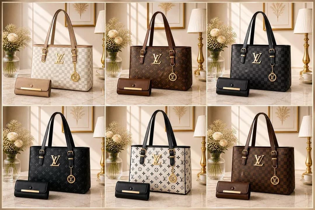 LV Checkered Shoulder Bag with Wallet Set