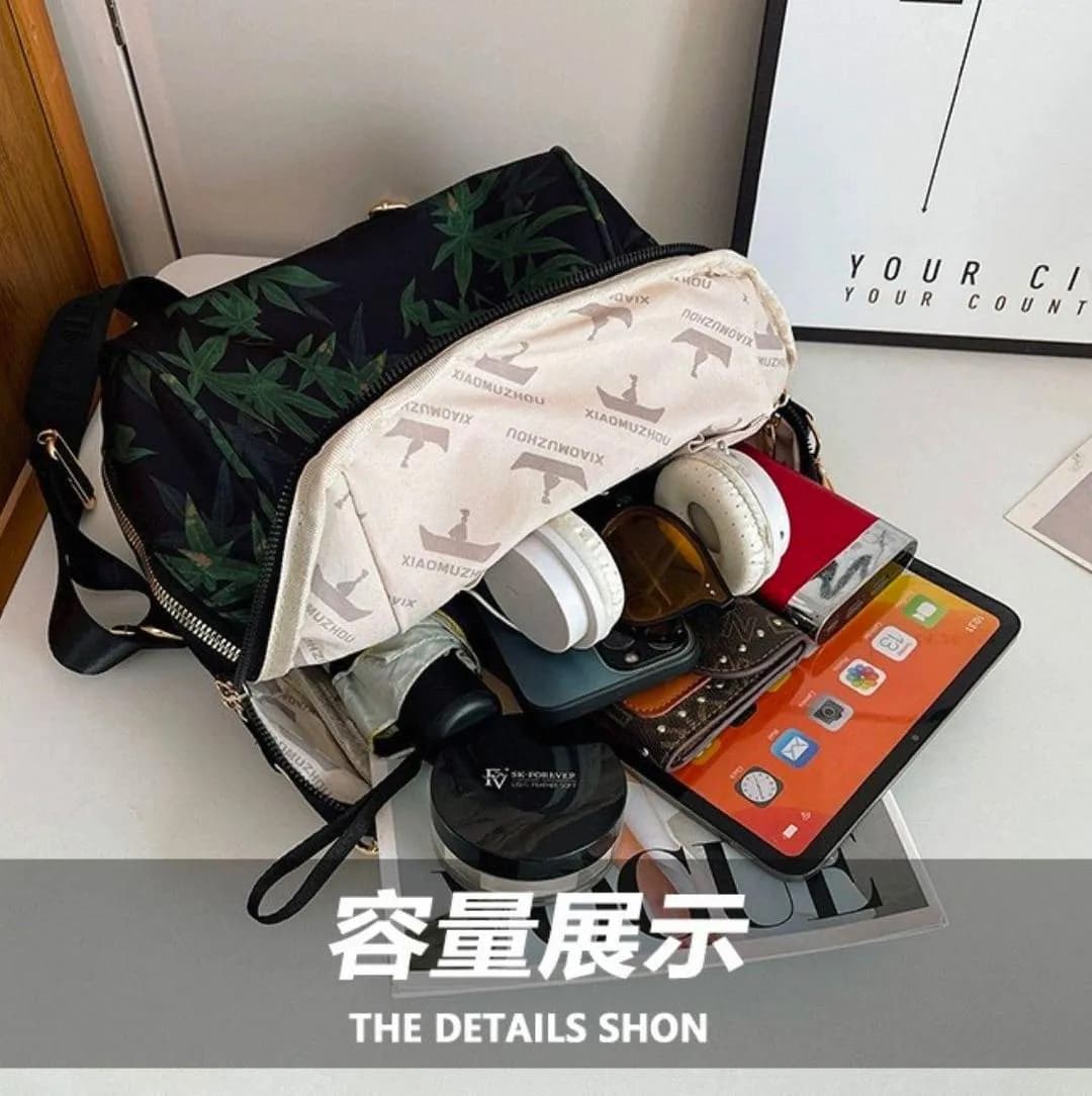 Stylish Green Bamboo Print Backpack for Daily Use