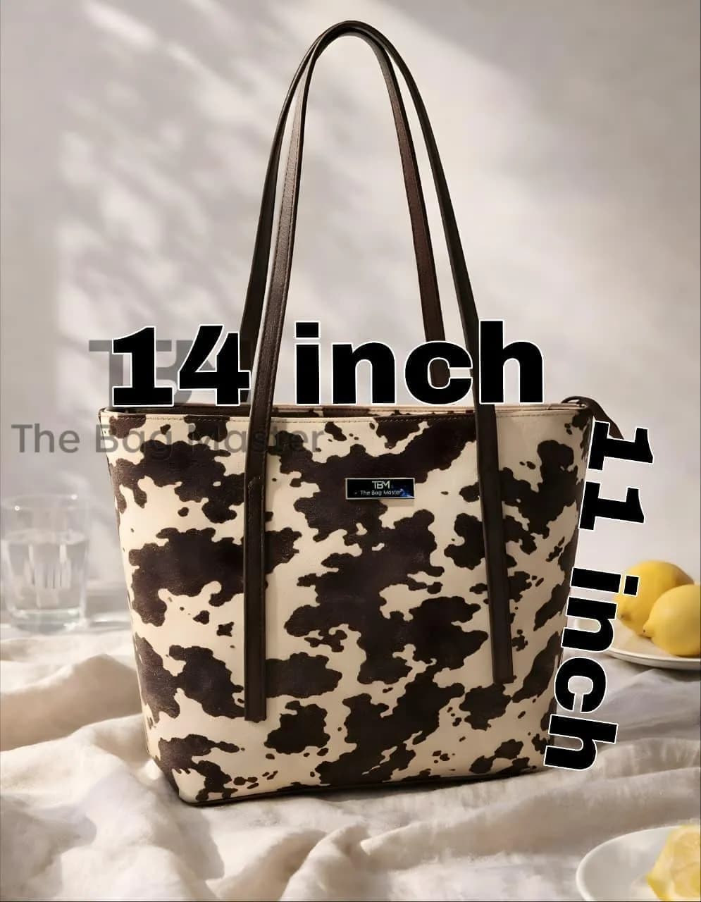 Cow Print Top Handle Tote Bag for Girls 14" Multicolor
