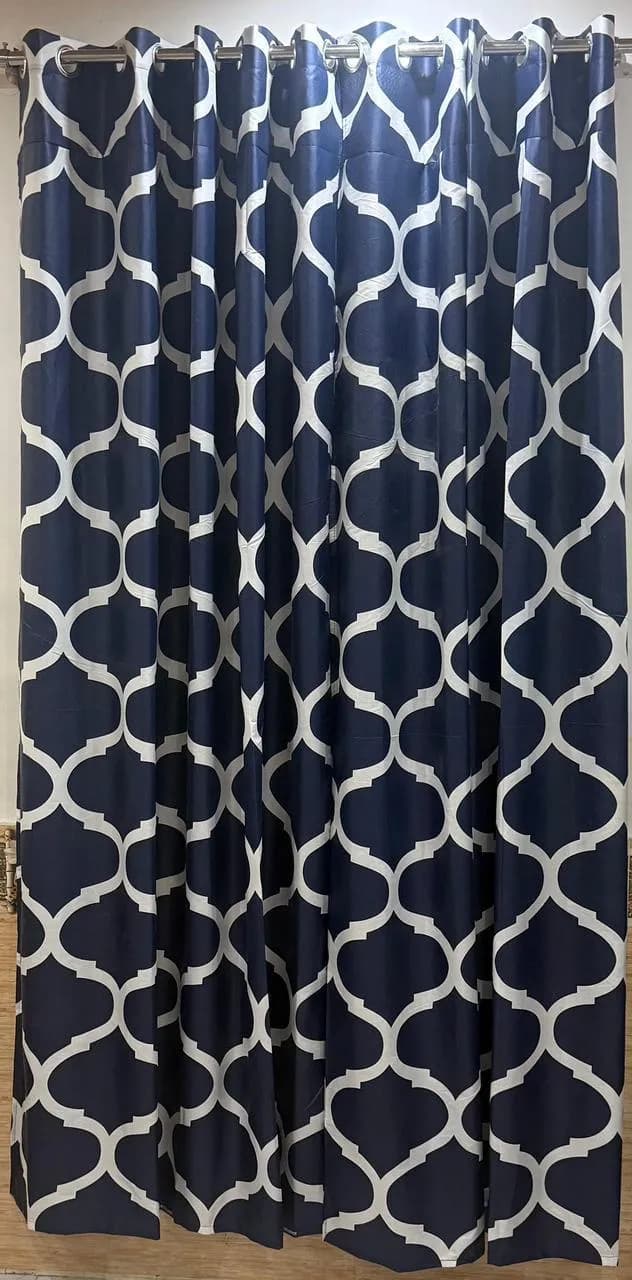 Blue White Geometric Curtains for Living Room 100"