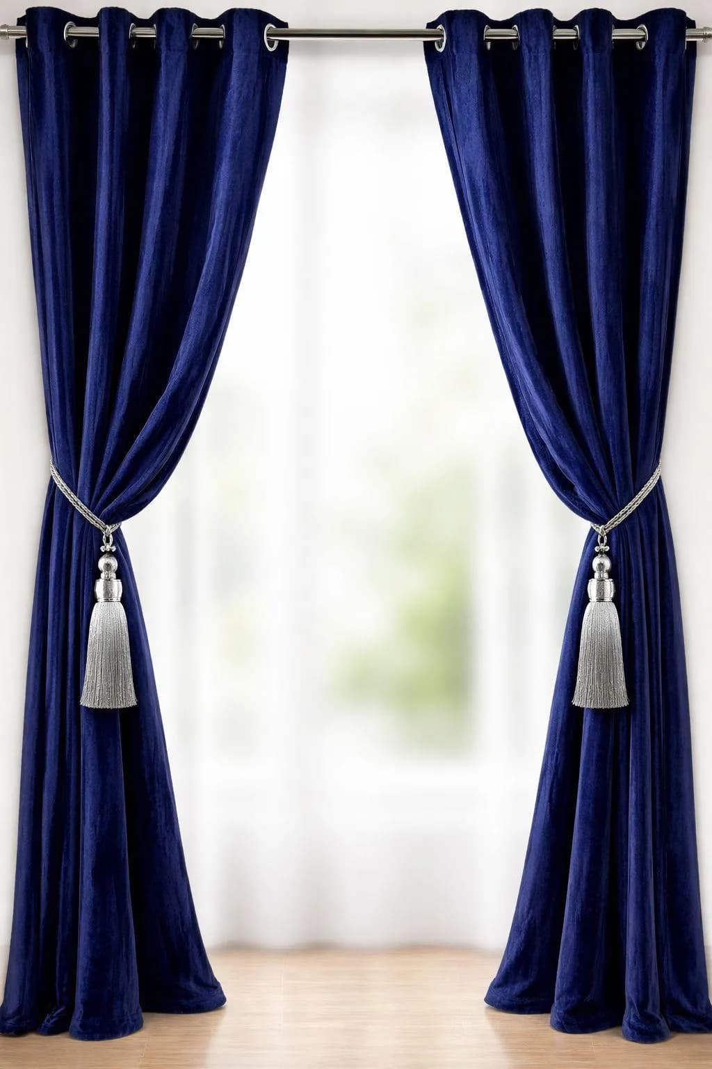 Blue Velvet Curtains 86x60 Inch 2 Pcs
