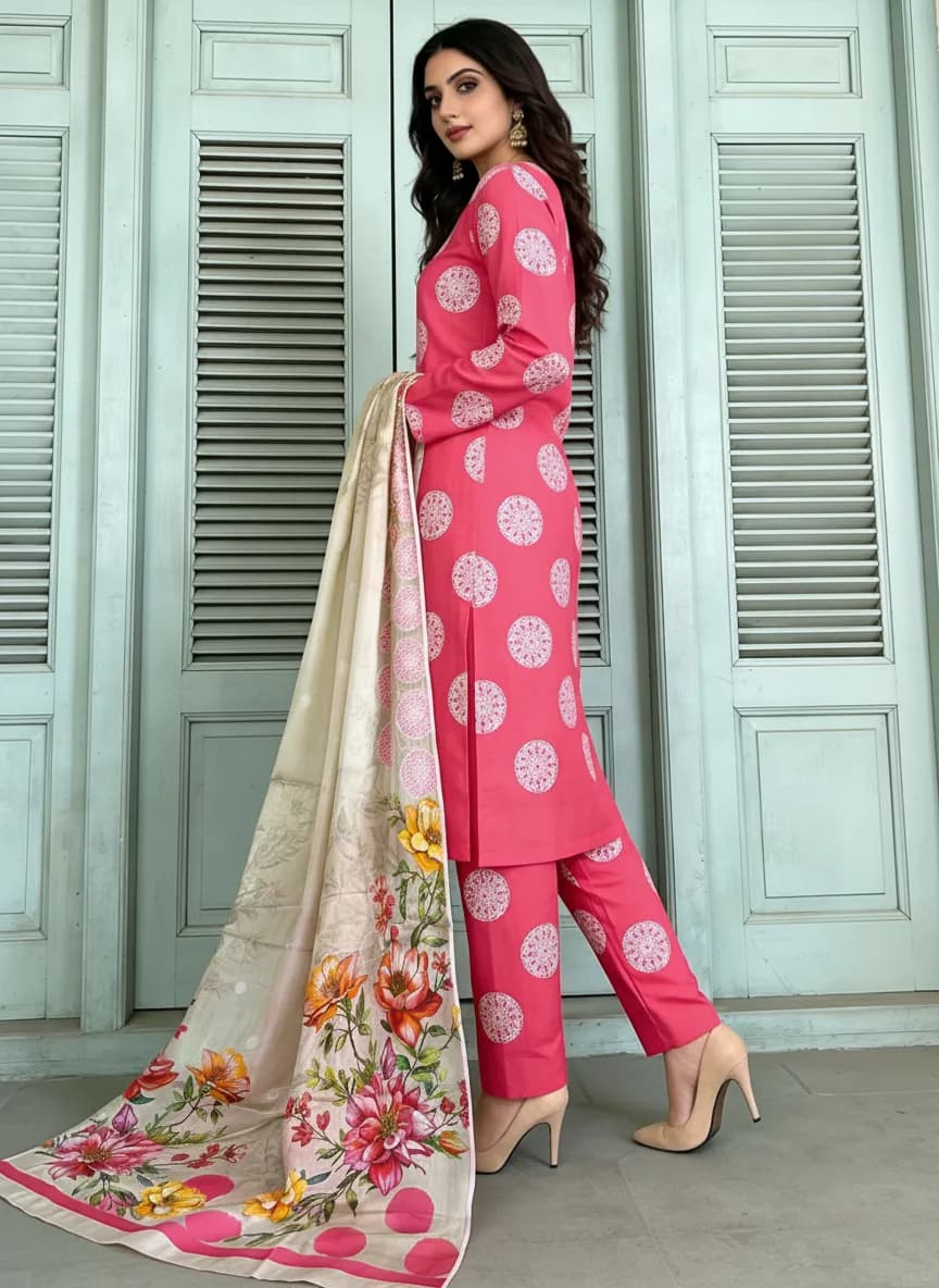 Stylish 3 Pcs Women's Unstitched Digital Print Suit