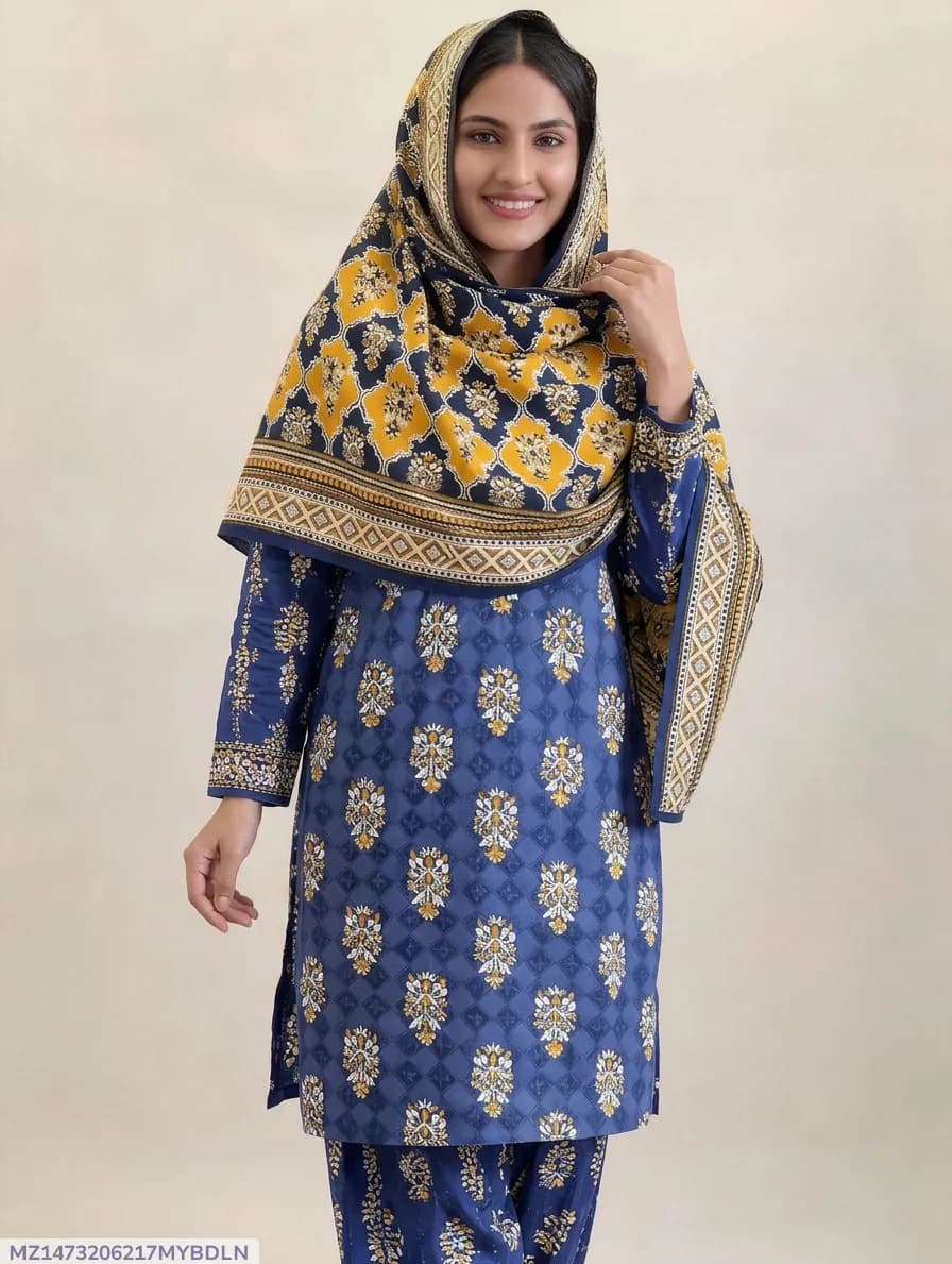 Stylish 3 Pcs Women's Unstitched Digital Print Suit