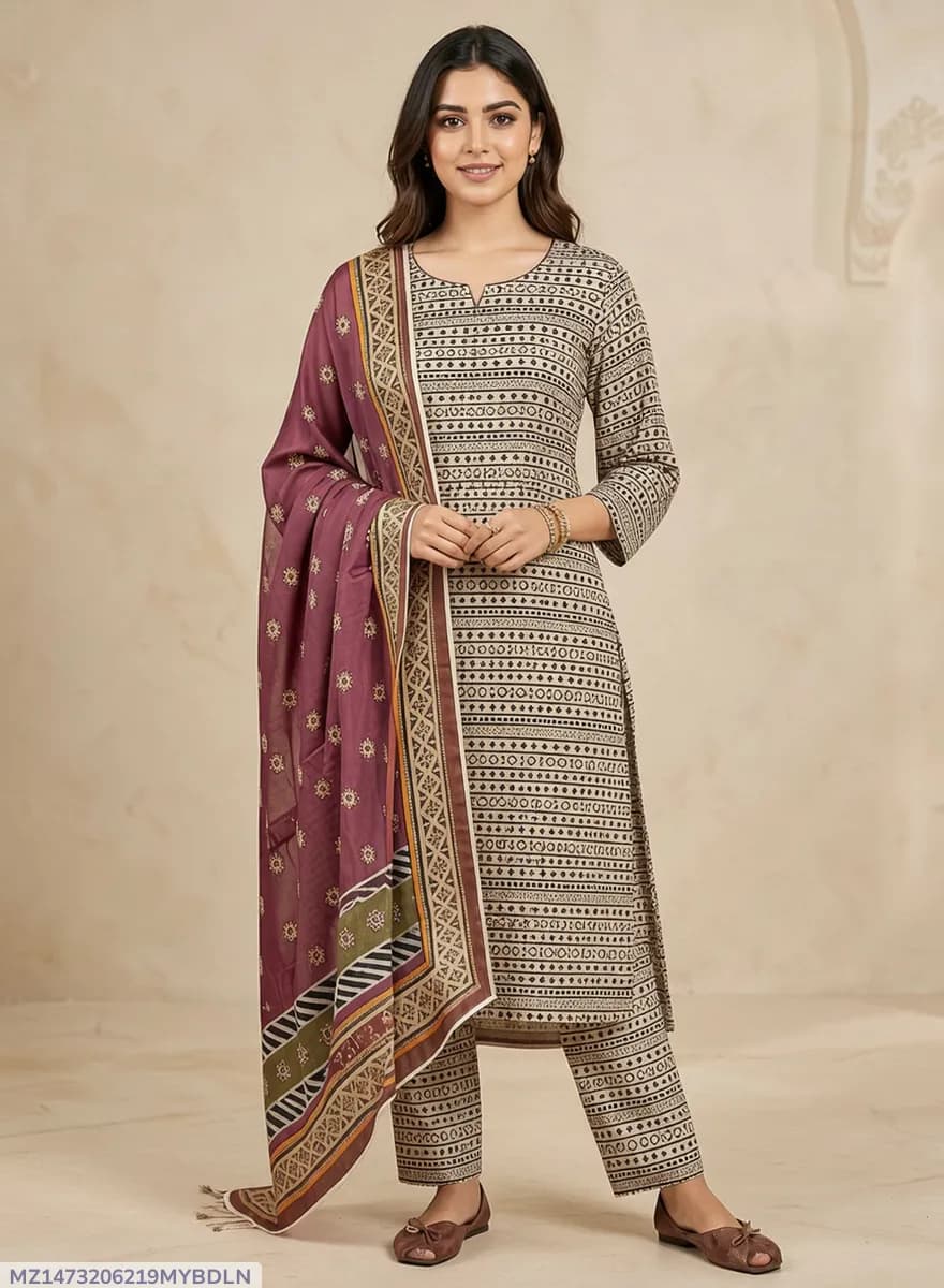Stylish 3 Pcs Women's Unstitched Digital Print Suit