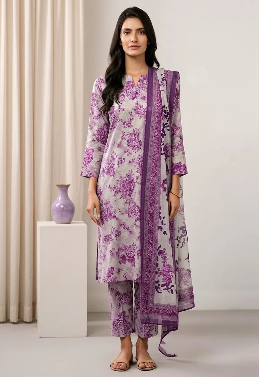 Stylish 3 Pcs Women's Unstitched Digital Print Suit