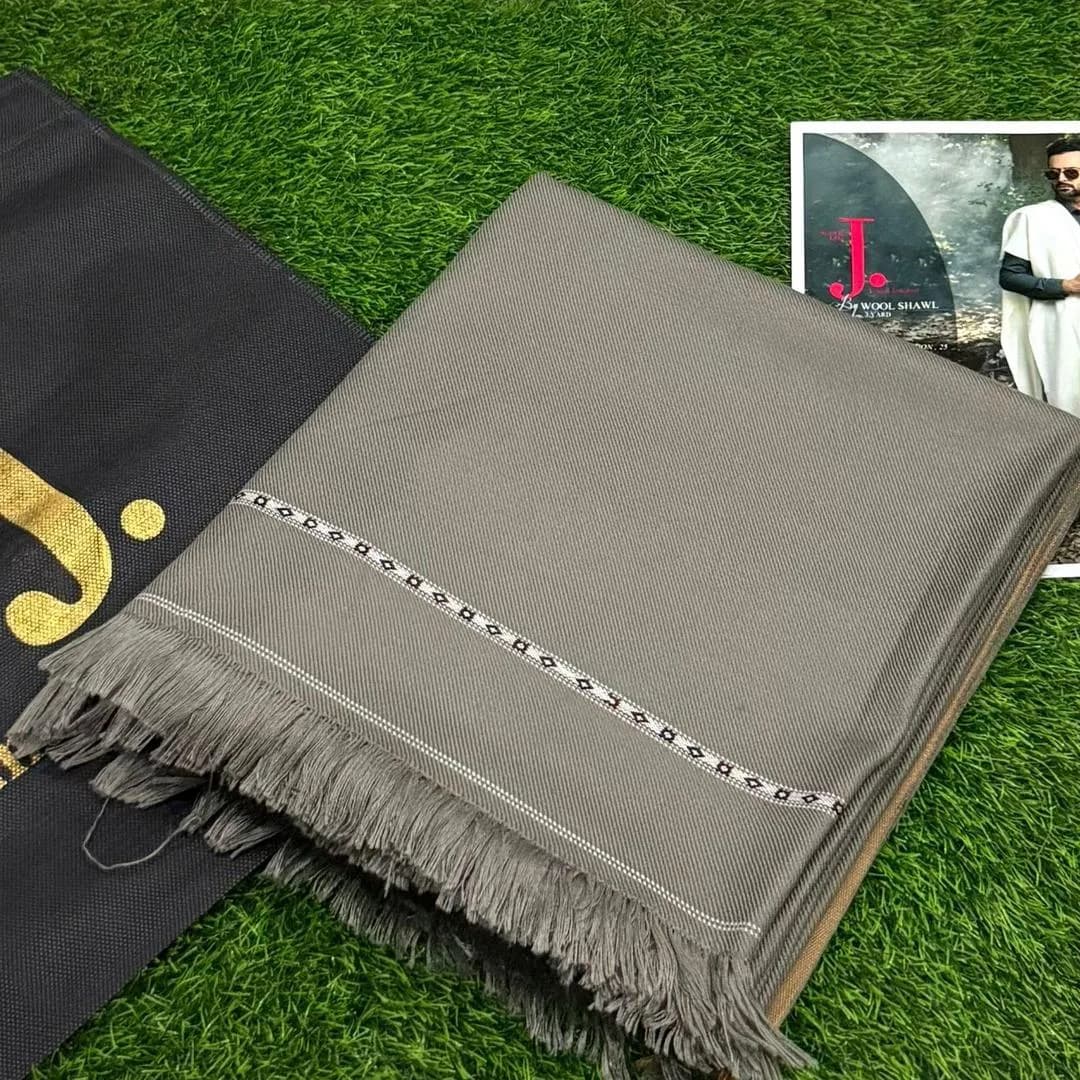 Grey Wool Shawl for Men 3 Yard