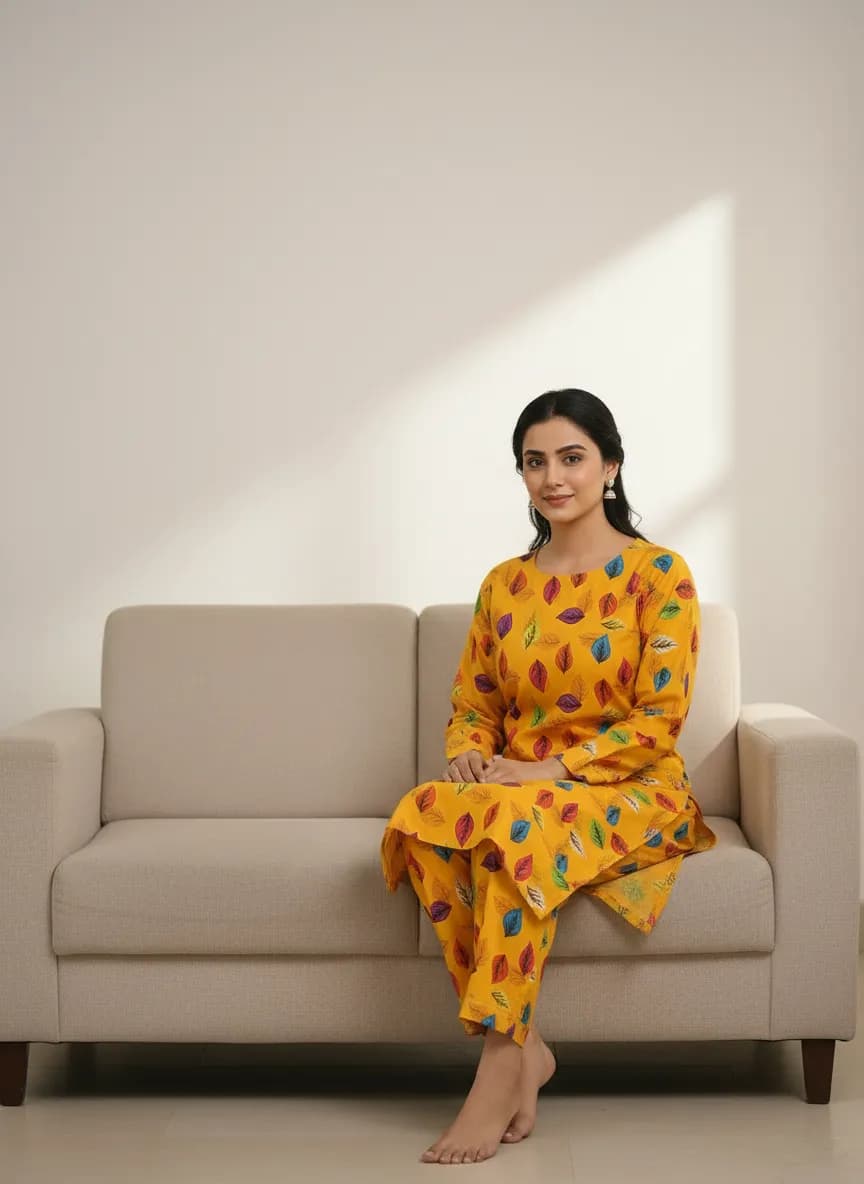 Stylish 2 Pcs Women's Unstitched Printed Suit