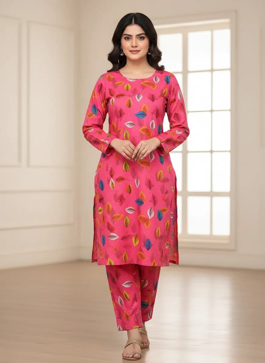 Stylish 2 Pcs Women's Unstitched Printed Suit