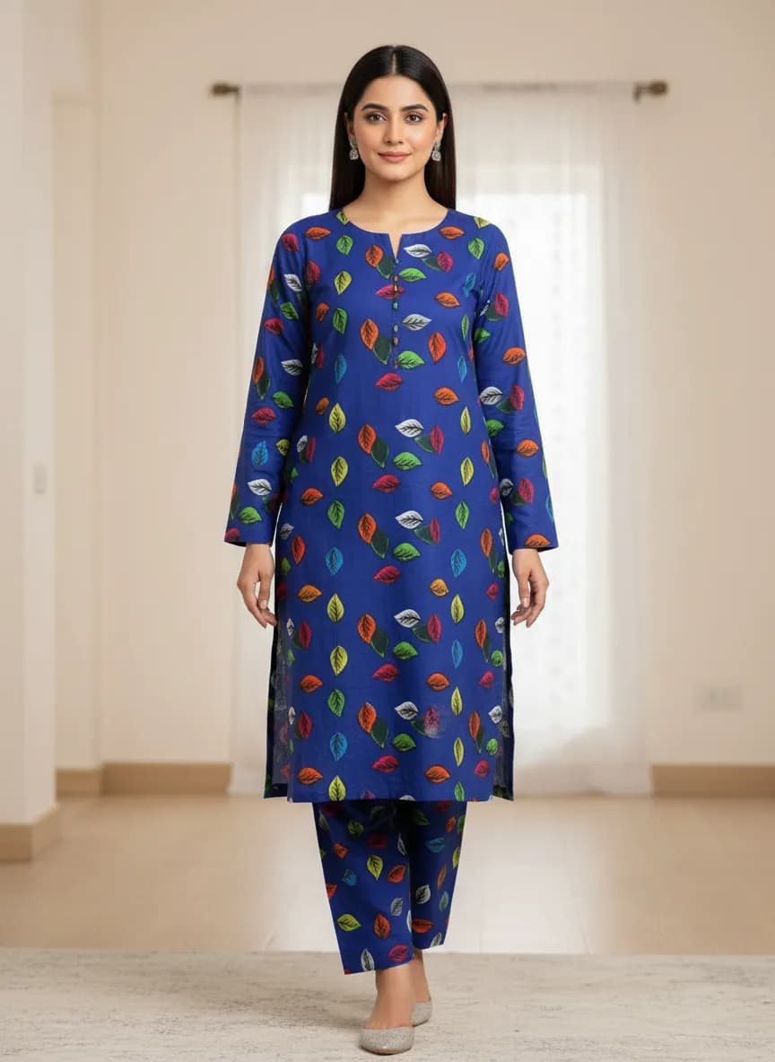 Stylish 2 Pcs Women's Unstitched Printed Suit