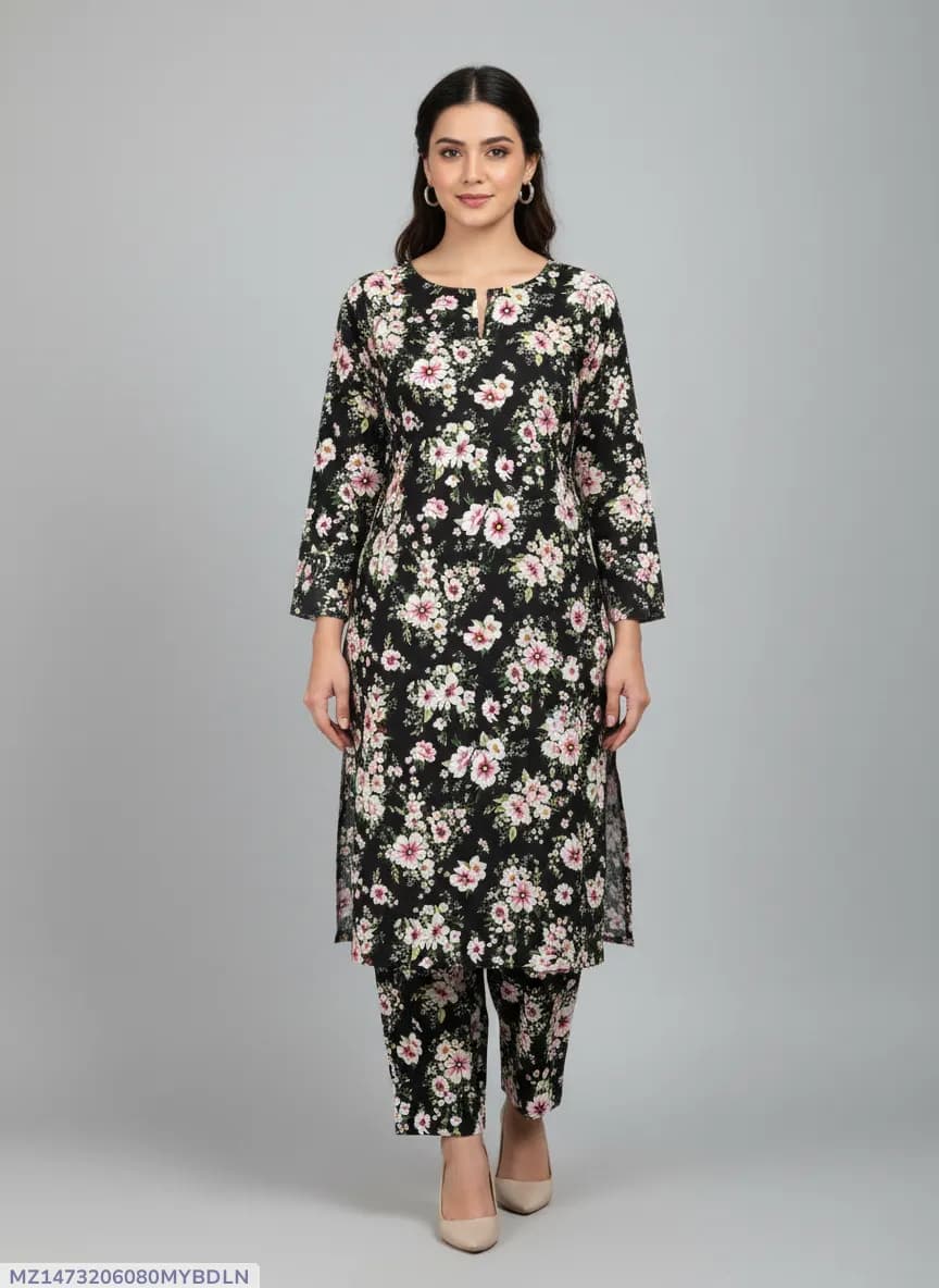 Stylish 2 Pcs Women's Unstitched Printed Suit