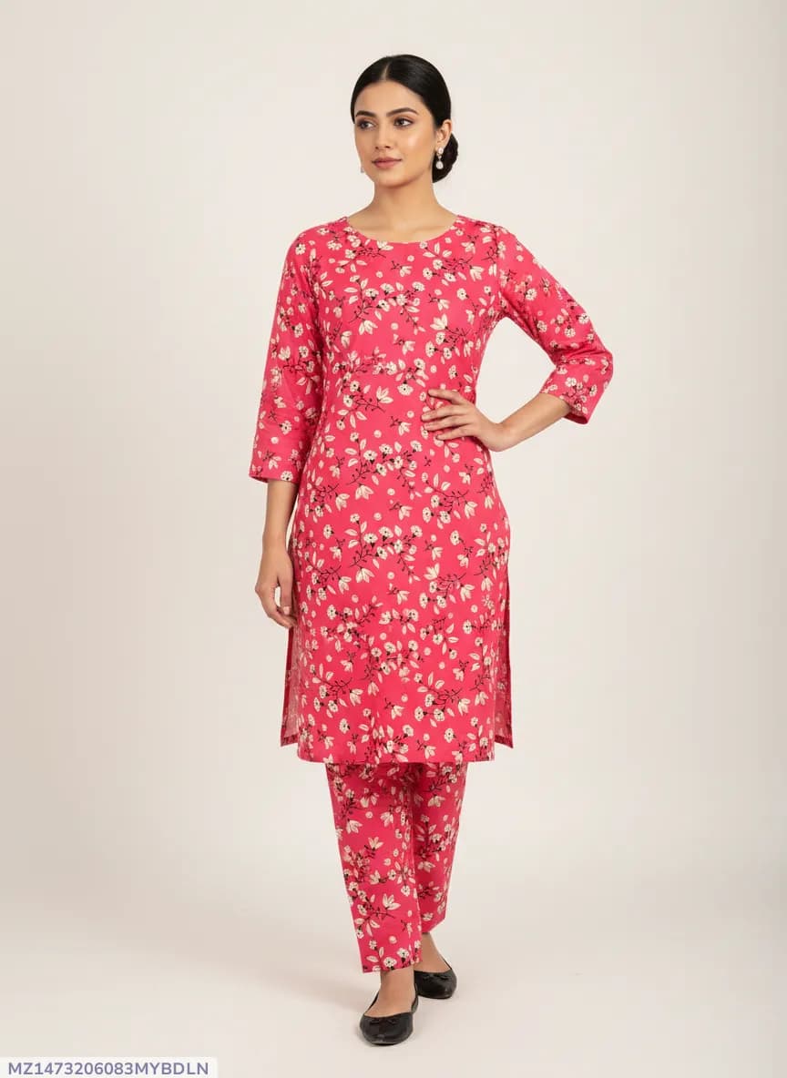 Stylish 2 Pcs Women's Unstitched Printed Suit