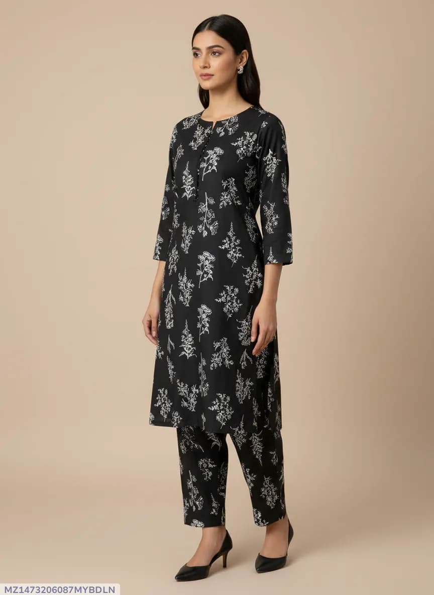 Stylish 2 Pcs Women's Unstitched Printed Suit