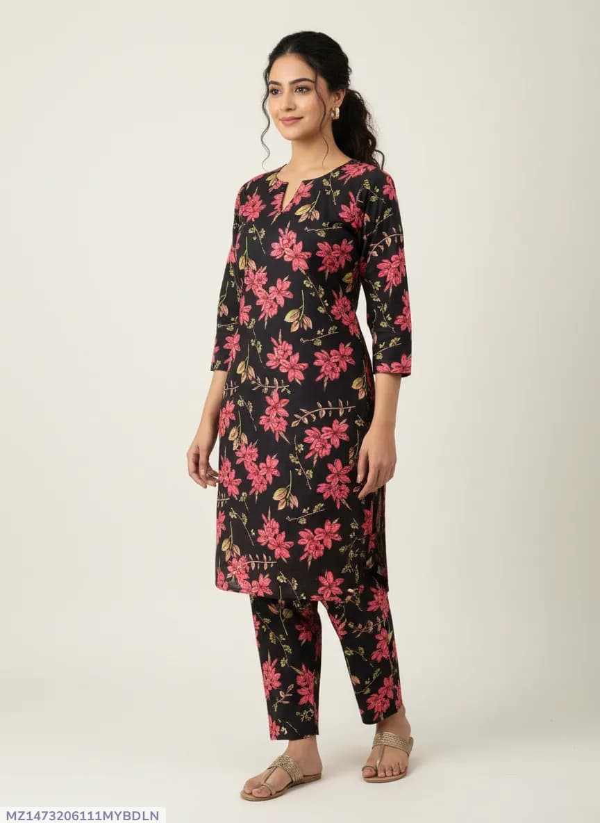 Stylish 2 Pcs Women's Unstitched Printed Suit