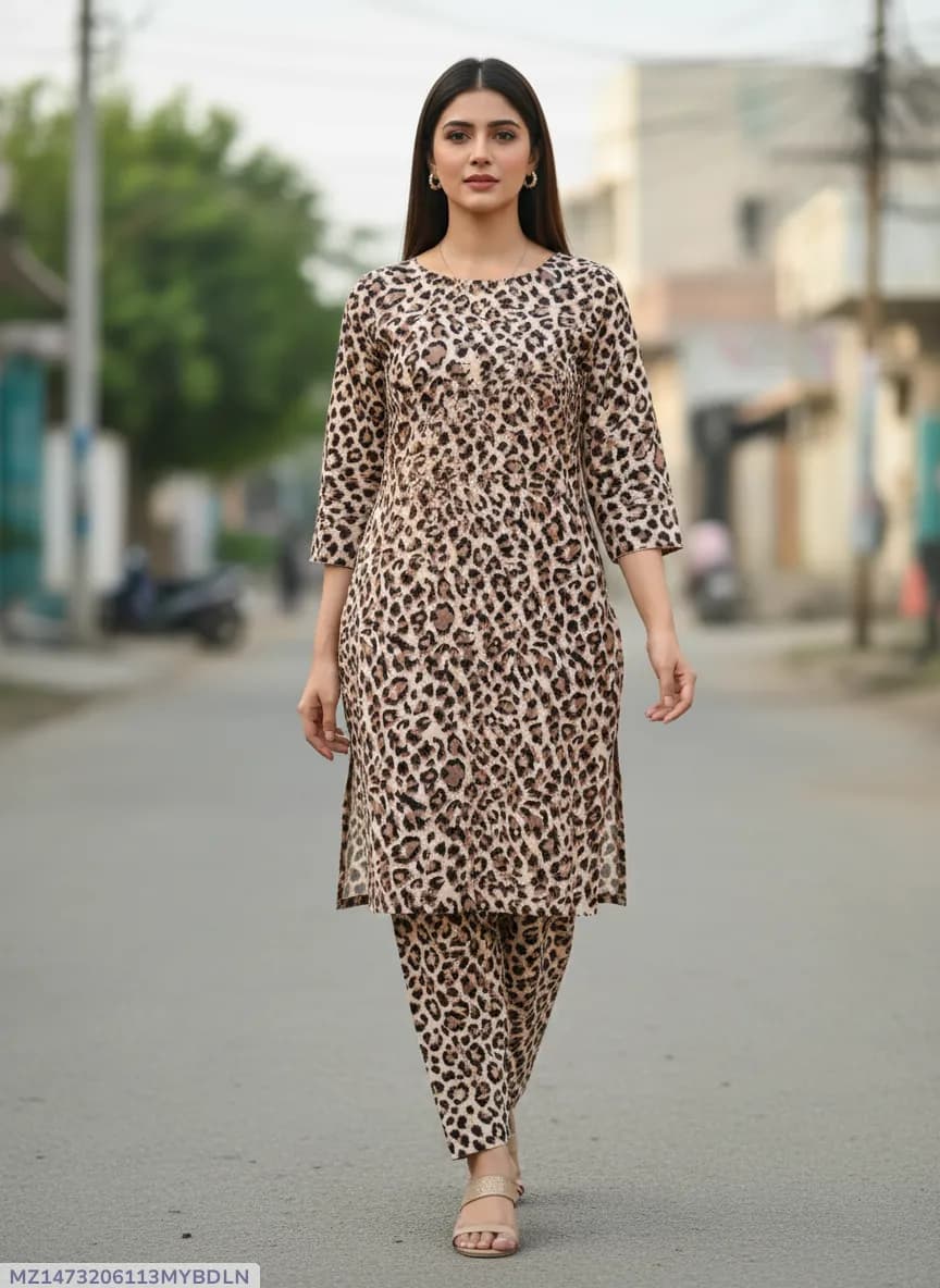 Stylish 2 Pcs Women's Unstitched Printed Suit