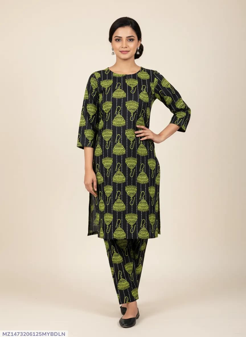 Stylish 2 Pcs Women's Unstitched Printed Suit