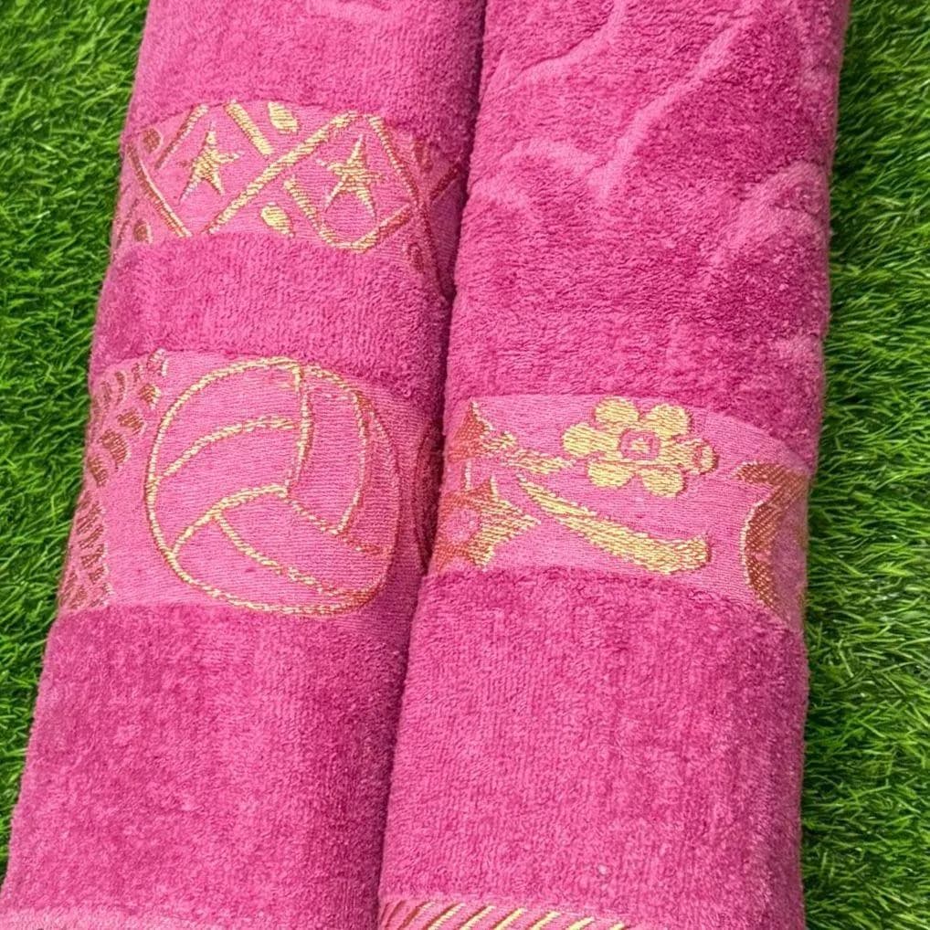 Pink Velvet Bath Towel Set 2 Pcs 54x27"