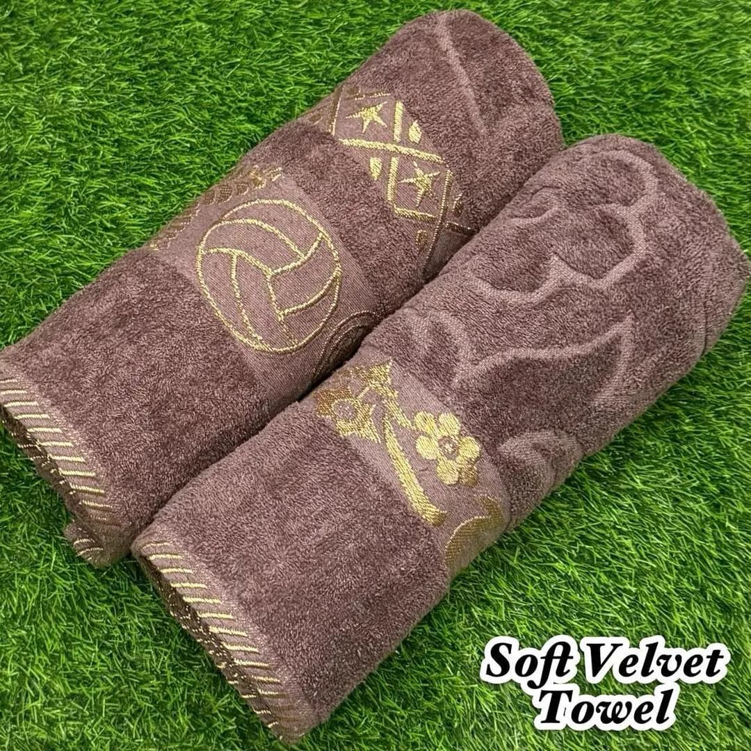 Soft Velvet Bath Towel Brown 2 Pcs