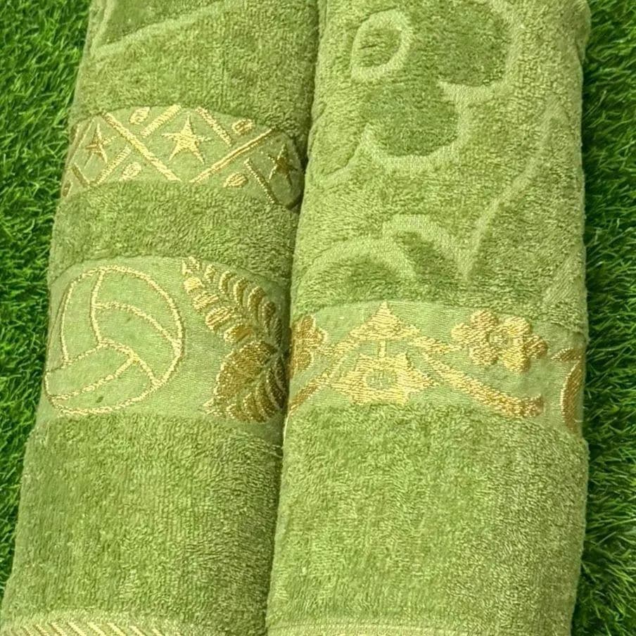 Green Velvet Bath Towel Set 2 Pcs 54x27"