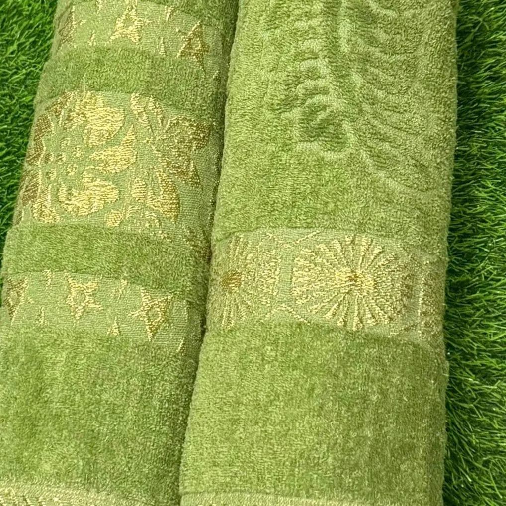 Green Velvet Bath Towel Set for Home Use