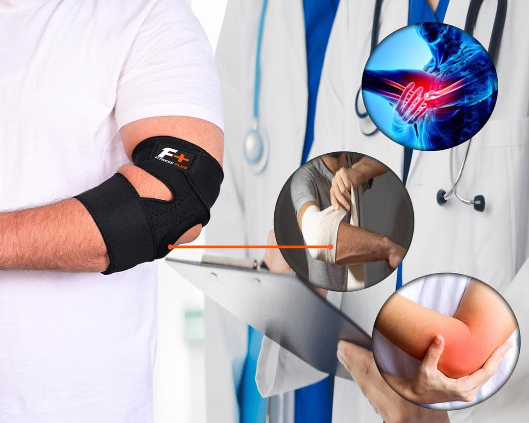 Adjustable Black Elbow Support Brace for Athletes