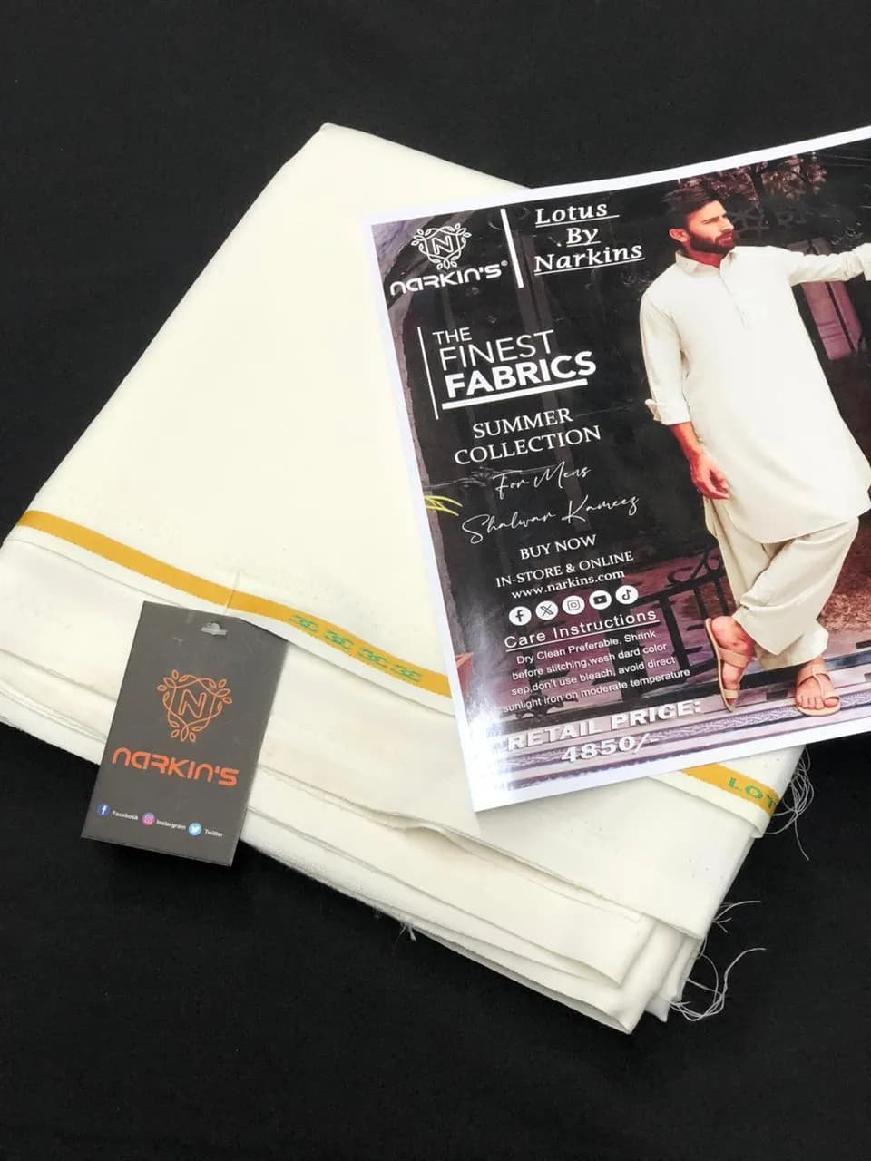 Men's Unstitched Khaddar Fabric 4.5m White Khaddar