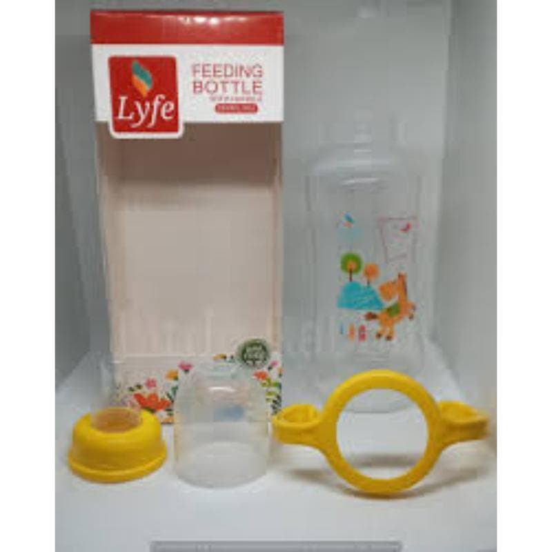 Lyfe Feeding Bottle 270ml Transparent Yellow Handles