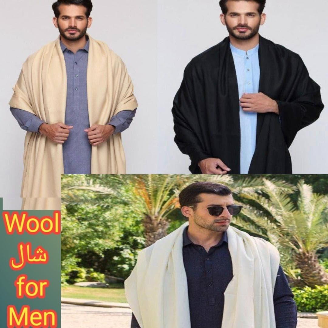 Men Wool Plain Shawl Multicolor Warm Winter Wear