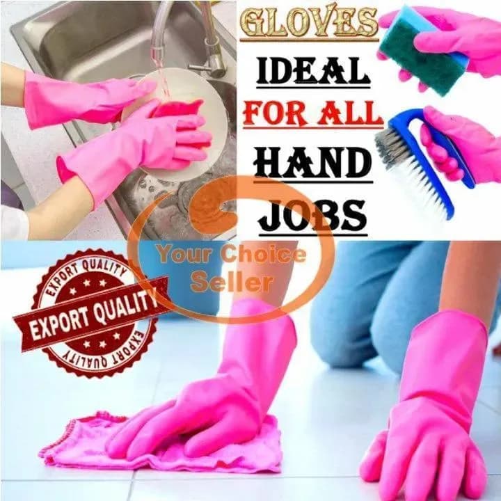 Pink Rubber Cleaning Gloves for Kitchen Floors
