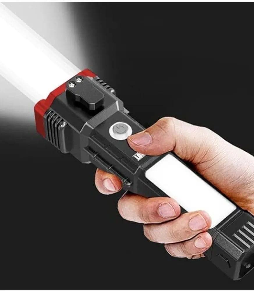 Rechargeable LED Torch Light Black ABS 1000mAh