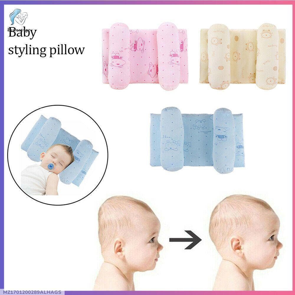 Baby Head Pillow Soft Cotton Pink Blue Beige