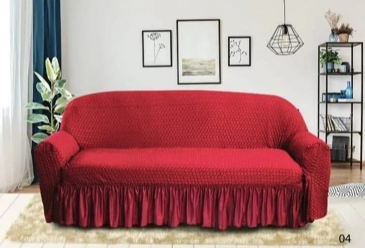 Maroon Butterfly 5 Seater Jersey Sofa Cover