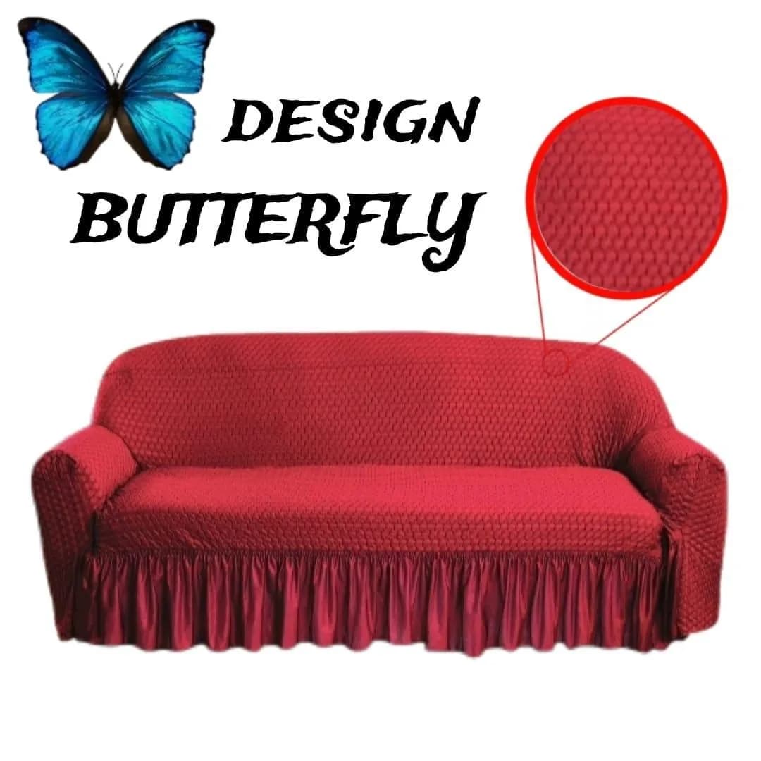 Maroon Textured Mesh Sofa Cover 3+1+1 Seater