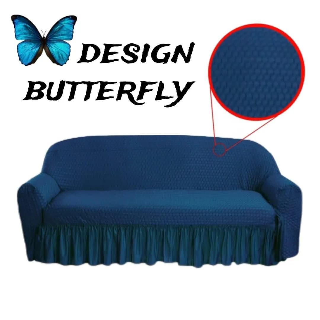 Blue Butterfly Mesh Sofa Cover 5 Seater 311
