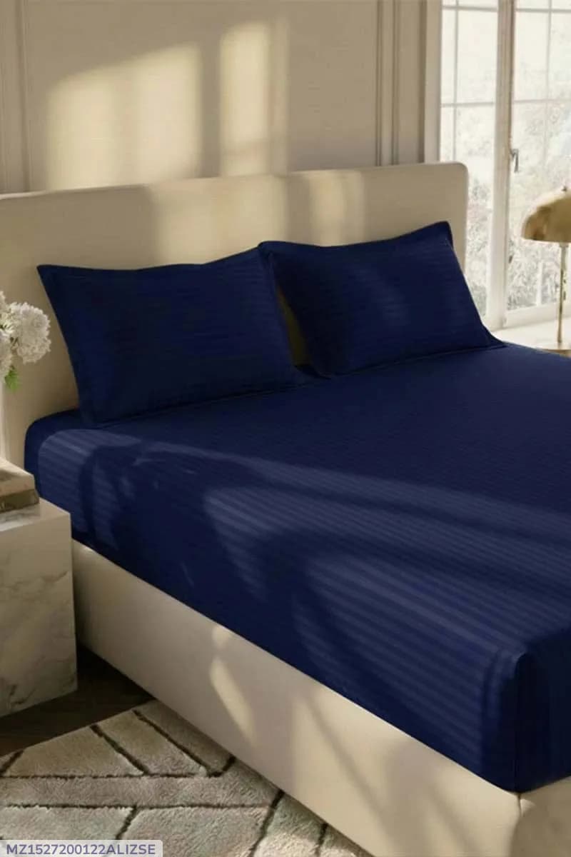 3 Pcs Micro Cotton Plain Double Bedsheet