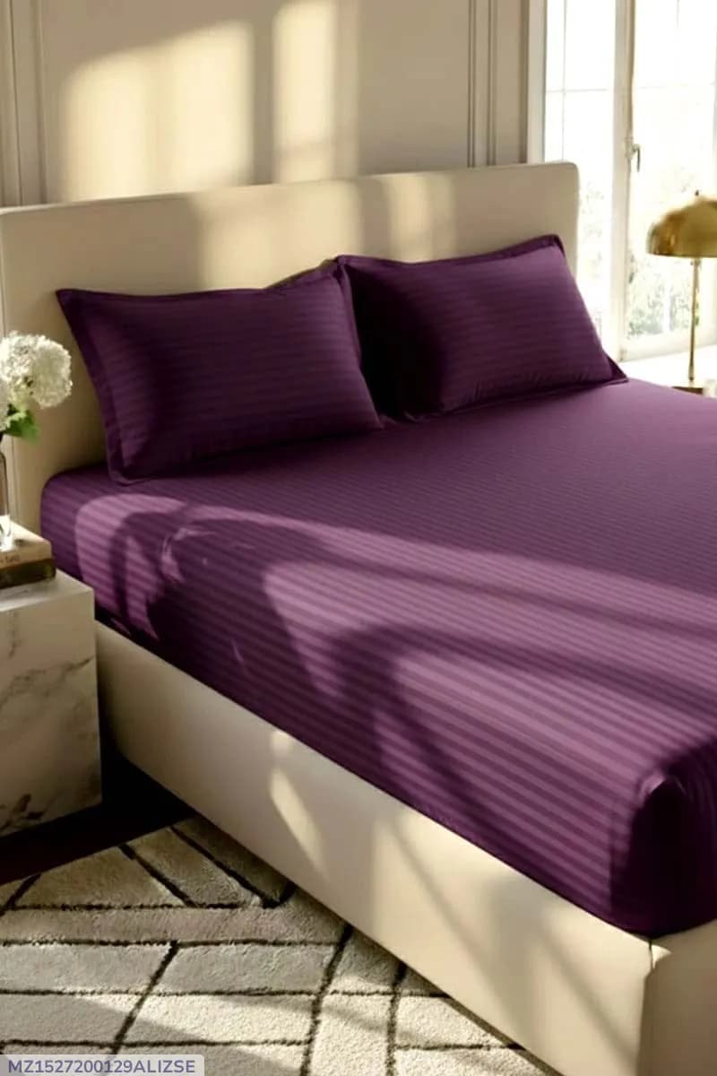 3 Pcs Micro Cotton Plain Double Bedsheet