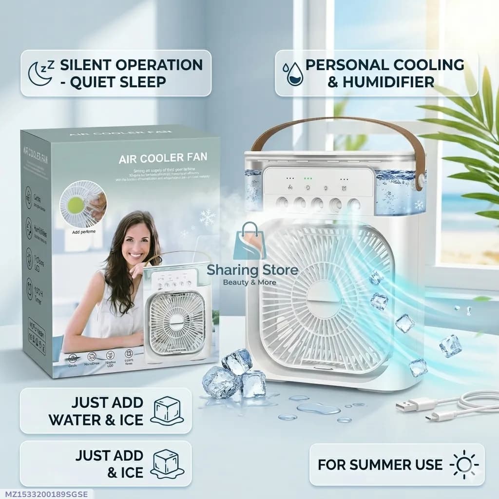 Portable Mini Air Cooler Fan with Humidifier for Summer Use