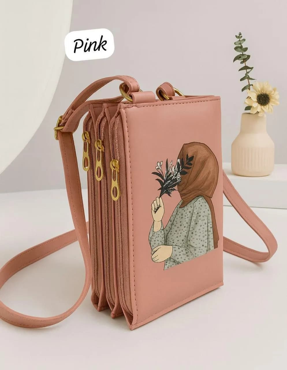 Maroon Printed Crossbody Bag for Women Unisex