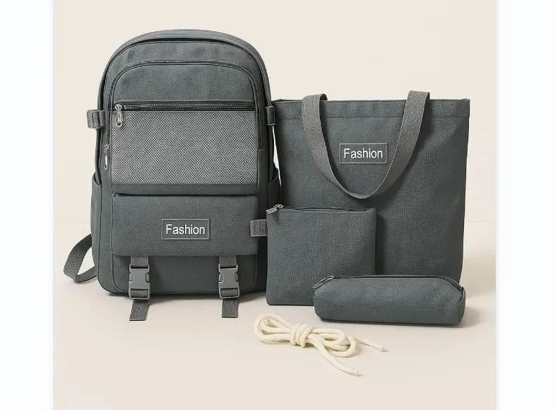 Navy Blue 3-Piece Backpack Set for Students & Travelers