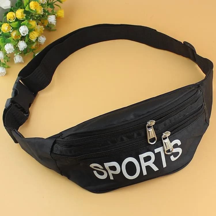 Men Sports Crossbody Fanny Bag Black Zippered