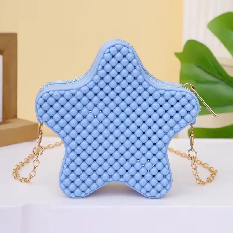 Blue Star Crossbody Bag for Girls with Gold Chain