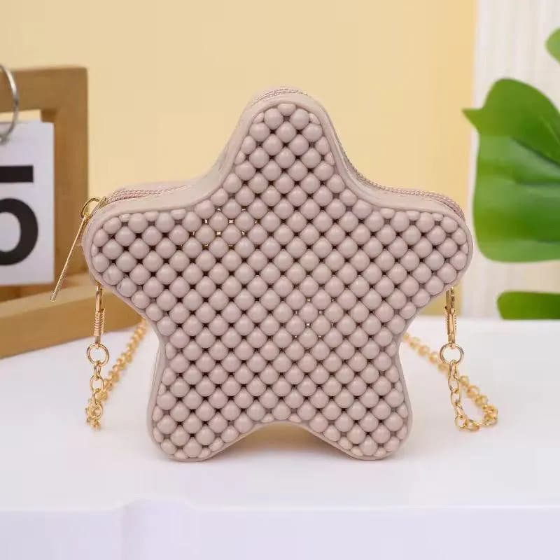 Star Shape Crossbody Bag for Girls Light Brown Silicone