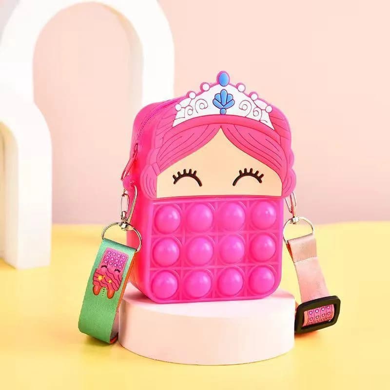 Princess Pop-it Crossbody Bag Blue Silicone Kids