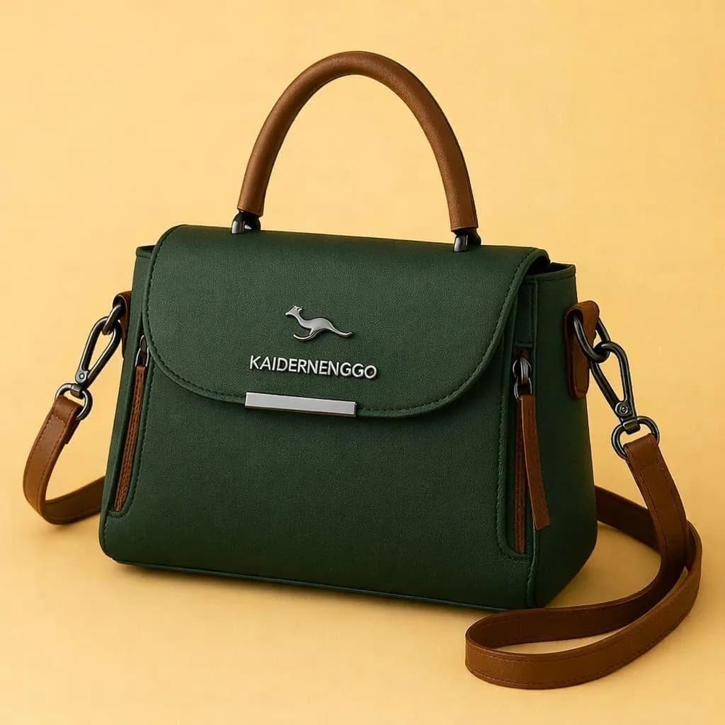 Green Leather Crossbody Bag for Women with Adjustable Strap