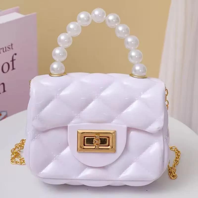 Pink Quilted Pearl Handle Mini Crossbody Bag for Girls